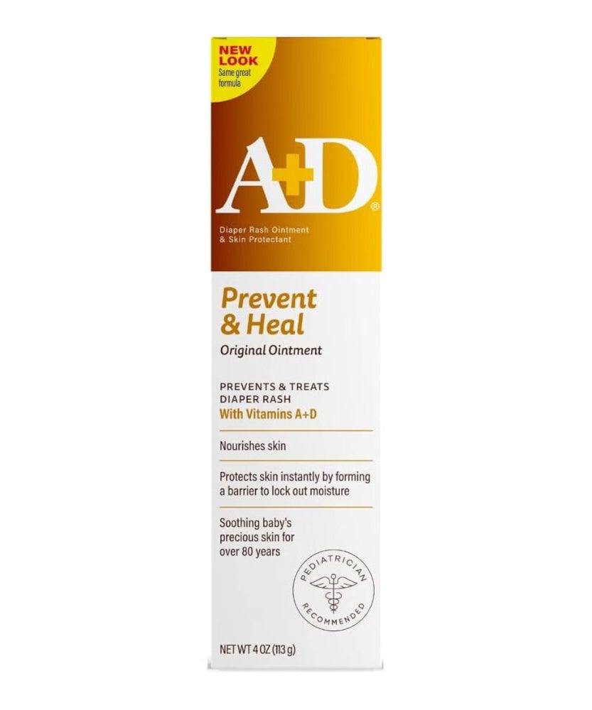 A+D Original Diaper Rash Ointment & Skin Protectant (4 oz / 113g) – Prevent & Heal Baby Ointment with Vitamins A and D, Lanolin & Petrolatum - MINIMEE KIDS