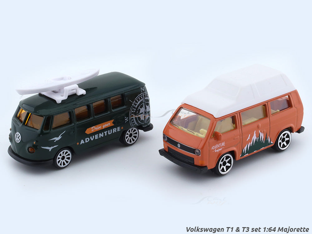 Majorette Volkswagen The Originals 2-Vehicle Gift Pack (3 Assorted Sets) | Officially Licensed Die-Cast Cars with Accessories & Sticker Sheet, for Kids & Collectors Aged 3+