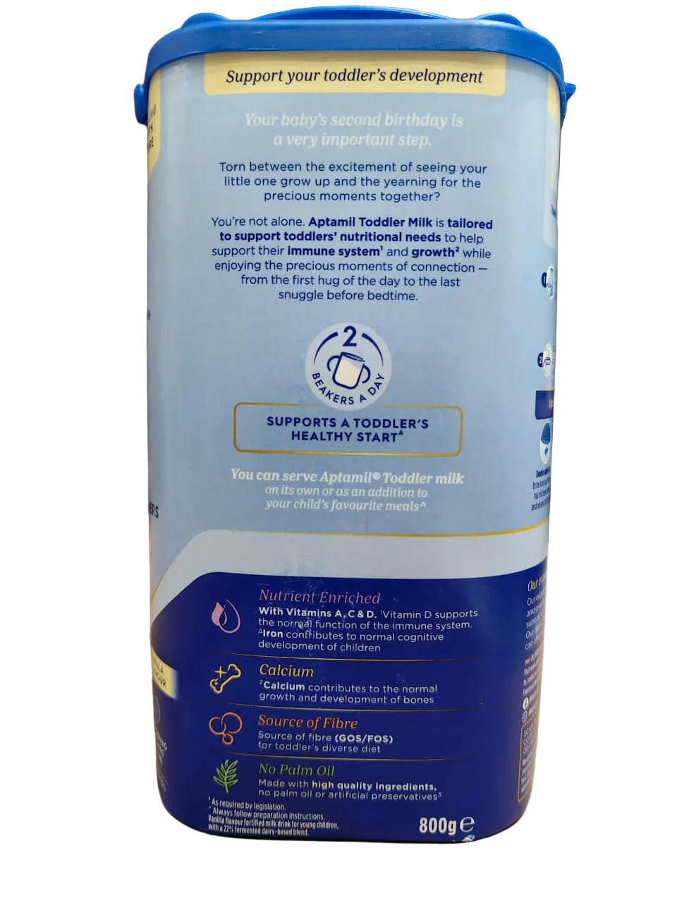 Aptamil Toddler Milk Stage 4 Vanilla Flavour 800g (2–3 Years) | Fortified Milk Drink with Vitamins A, C, D, Iron, Calcium, GOS/FOS Fibre | No Palm Oil | Imported from Ireland