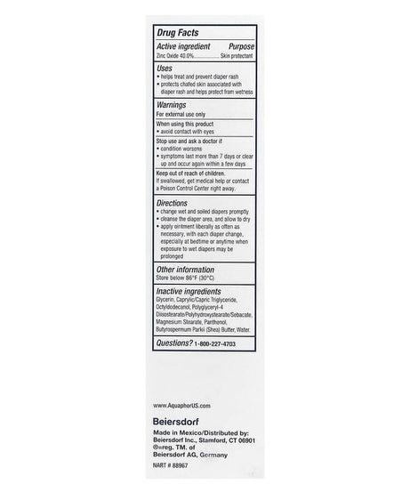 Aquaphor Baby Healing Paste with 40% Zinc Oxide (99g) | Maximum Strength Fast Relief Diaper Rash Paste | Pediatrician Recommended & Paraben-Free | Made in Mexico - US Sourced