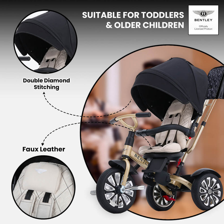 Bentley Mulliner 6-in-1 Convertible Baby Tricycle and Stroller – Luxury Baby Ride with Multiple Modes and Premium Design - MINIMEE KIDS