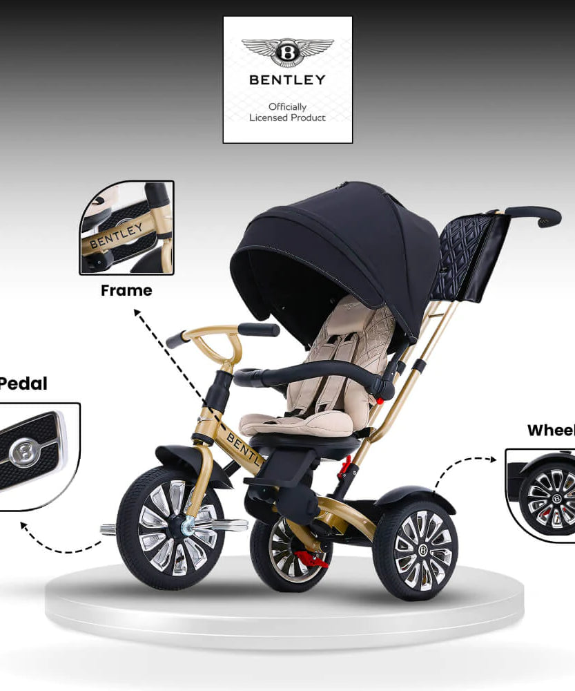 Bentley Mulliner 6-in-1 Convertible Baby Tricycle and Stroller – Luxury Baby Ride with Multiple Modes and Premium Design - MINIMEE KIDS