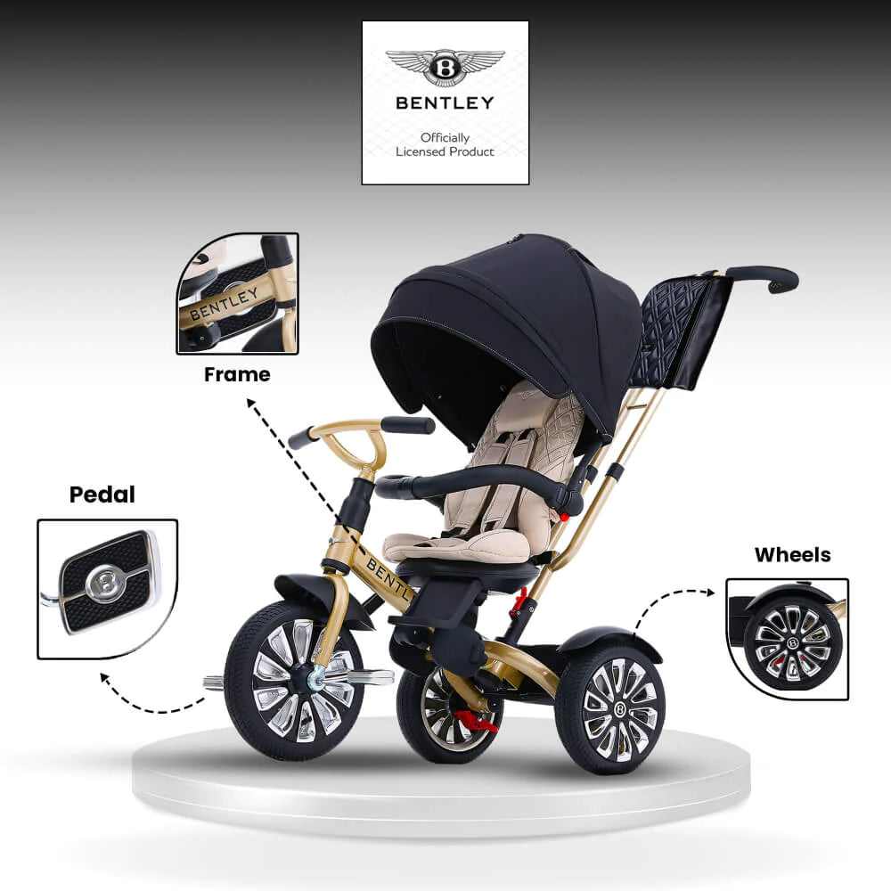Bentley Mulliner 6-in-1 Convertible Baby Tricycle and Stroller – Luxury Baby Ride with Multiple Modes and Premium Design - MINIMEE KIDS