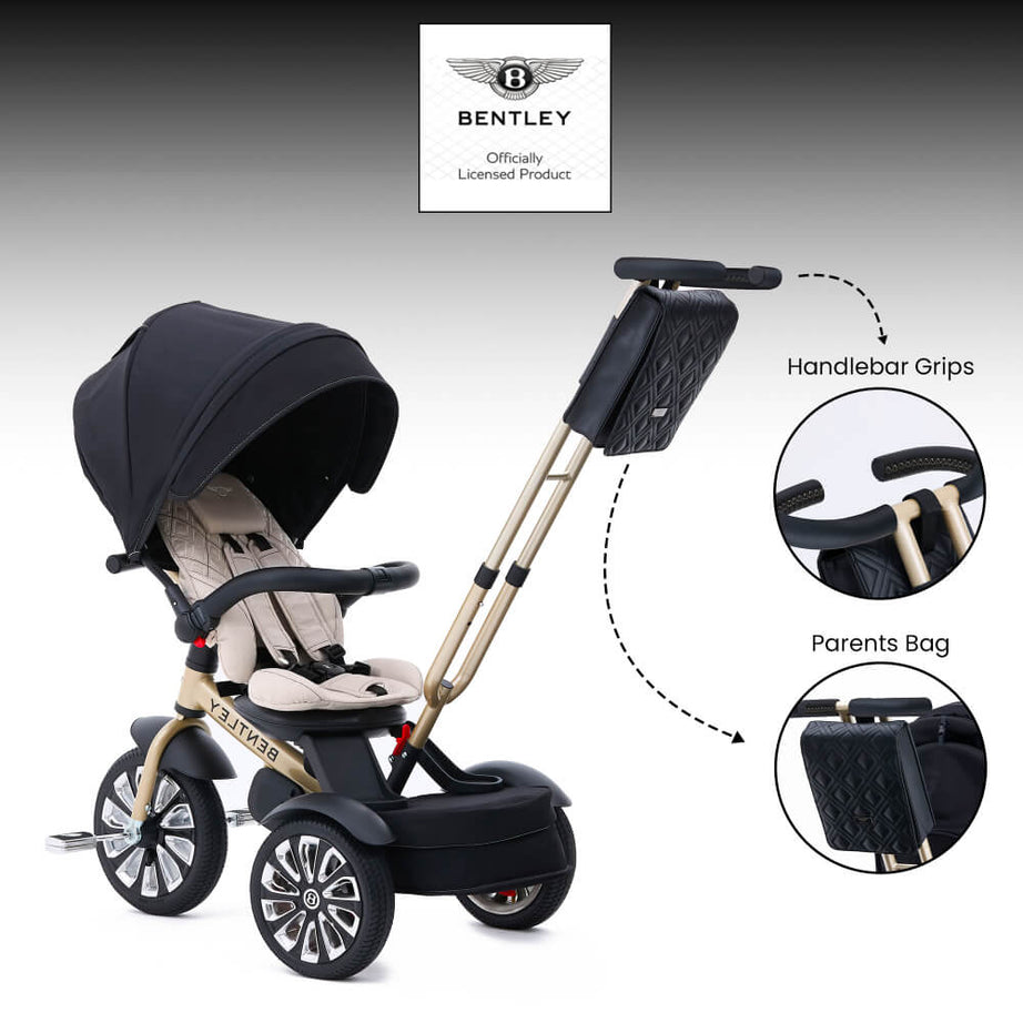 Bentley Mulliner 6-in-1 Convertible Baby Tricycle and Stroller – Luxury Baby Ride with Multiple Modes and Premium Design - MINIMEE KIDS