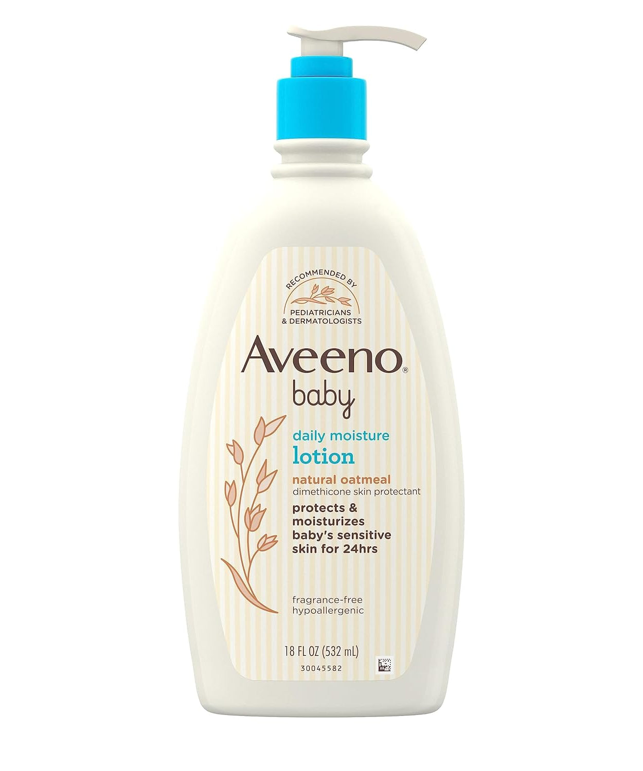 Aveeno Baby Daily Moisture Lotion with Natural Oat Flour (532ml) | 24-Hour Hydration for Newborns & Sensitive Skin | Pediatrician Recommended, Fragrance-Free & Non-Greasy | Made in Canada