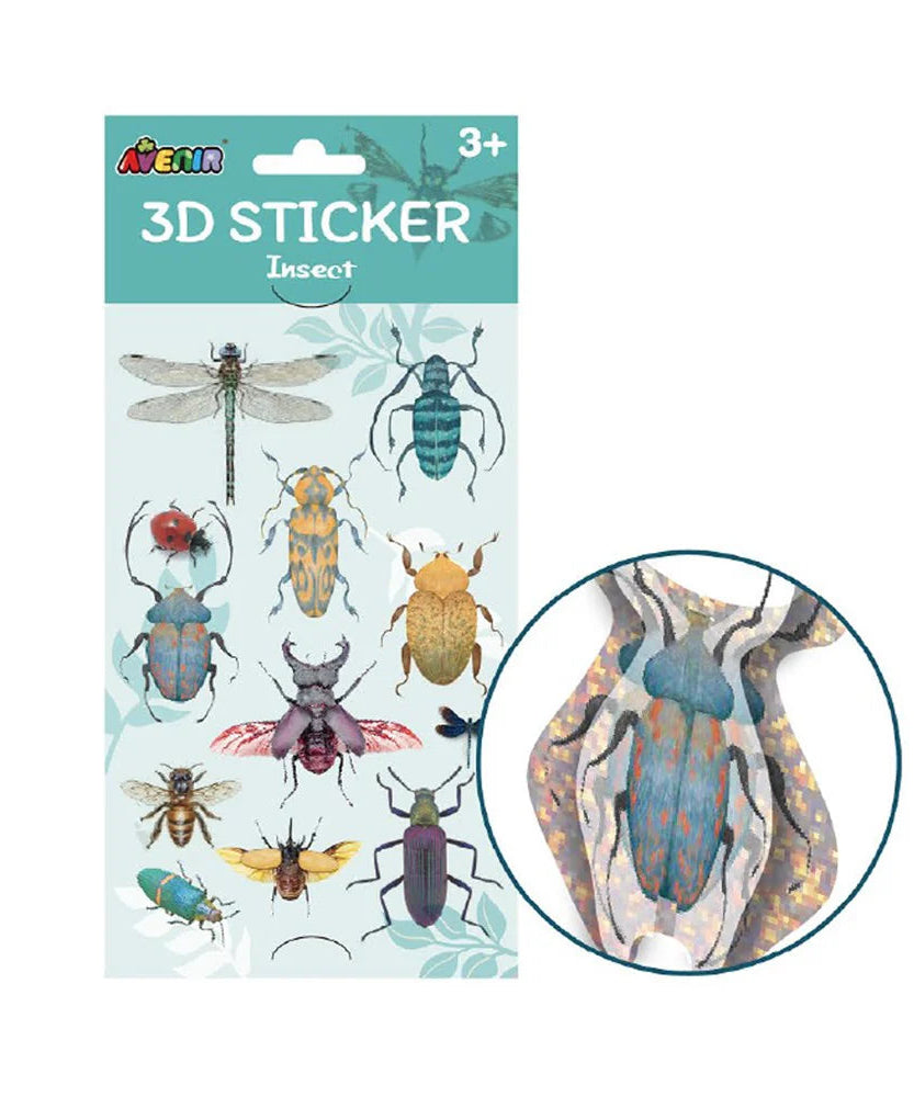 Avenir Nature-Themed 3D Stickers for Kids - Realistic Pop-Up Butterfly, Insect, and Flower Designs - Premium Multi-Layered Decorative Stickers for DIY Crafts & Creative Learning - Ages 3+
