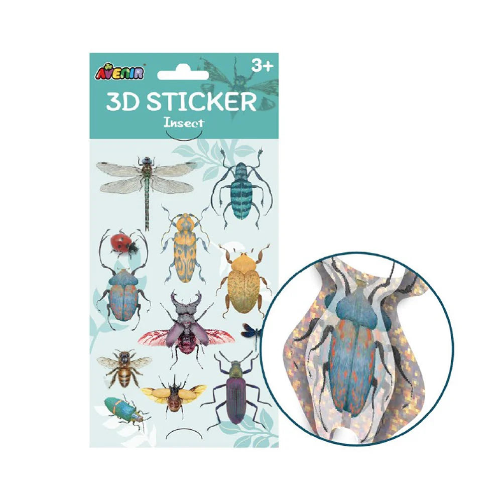 Avenir Nature-Themed 3D Stickers for Kids - Realistic Pop-Up Butterfly, Insect, and Flower Designs - Premium Multi-Layered Decorative Stickers for DIY Crafts & Creative Learning - Ages 3+
