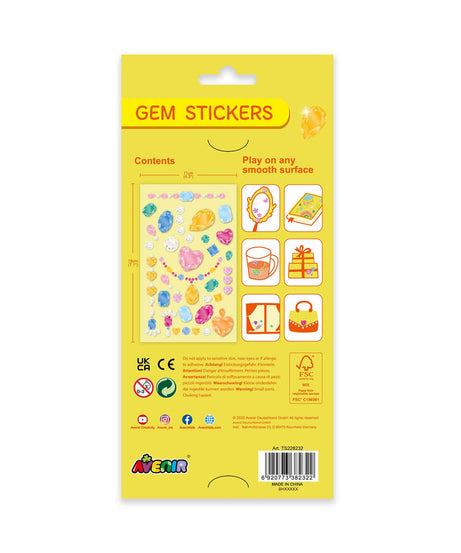 Avenir Gem Stickers for Kids – Self-Adhesive Rhinestone Craft Jewels in Assorted Styles (Flowers, Galaxy, Jewels, Rainbows) – Perfect for Arts & Crafts Projects, Personalization, and Creative Decoration – Ages 3+