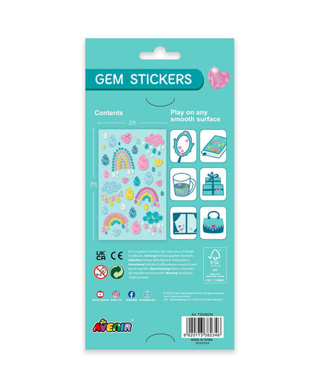 Avenir Gem Stickers for Kids – Self-Adhesive Rhinestone Craft Jewels in Assorted Styles (Flowers, Galaxy, Jewels, Rainbows) – Perfect for Arts & Crafts Projects, Personalization, and Creative Decoration – Ages 3+