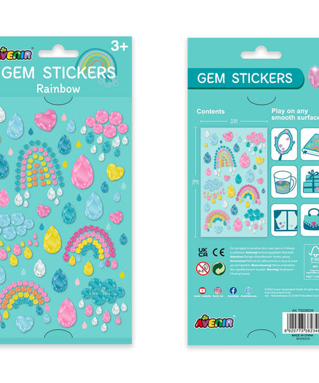 Avenir Gem Stickers for Kids – Self-Adhesive Rhinestone Craft Jewels in Assorted Styles (Flowers, Galaxy, Jewels, Rainbows) – Perfect for Arts & Crafts Projects, Personalization, and Creative Decoration – Ages 3+