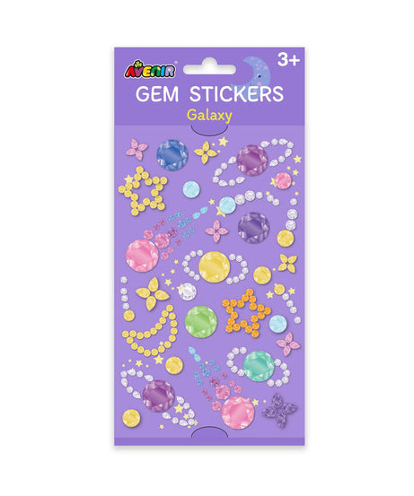 Avenir Gem Stickers for Kids – Self-Adhesive Rhinestone Craft Jewels in Assorted Styles (Flowers, Galaxy, Jewels, Rainbows) – Perfect for Arts & Crafts Projects, Personalization, and Creative Decoration – Ages 3+