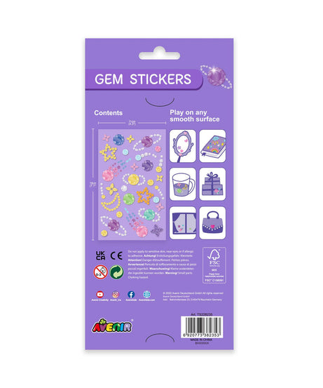 Avenir Gem Stickers for Kids – Self-Adhesive Rhinestone Craft Jewels in Assorted Styles (Flowers, Galaxy, Jewels, Rainbows) – Perfect for Arts & Crafts Projects, Personalization, and Creative Decoration – Ages 3+