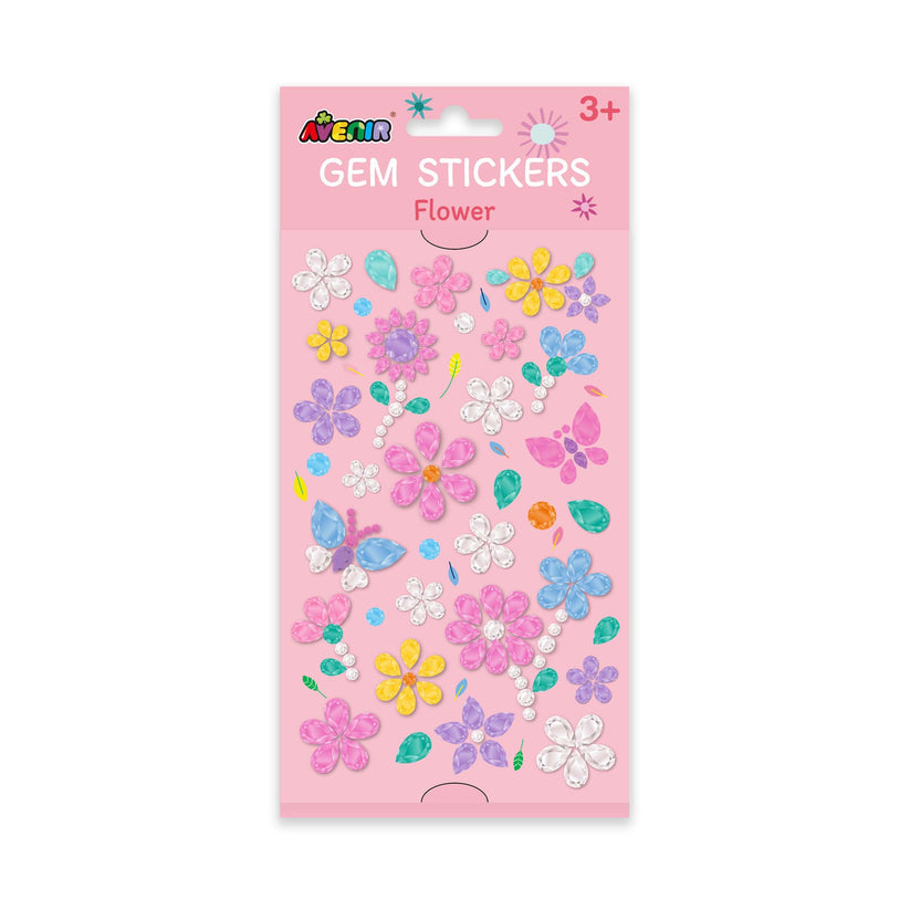 Avenir Gem Stickers for Kids – Self-Adhesive Rhinestone Craft Jewels in Assorted Styles (Flowers, Galaxy, Jewels, Rainbows) – Perfect for Arts & Crafts Projects, Personalization, and Creative Decoration – Ages 3+
