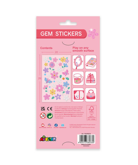 Avenir Gem Stickers for Kids – Self-Adhesive Rhinestone Craft Jewels in Assorted Styles (Flowers, Galaxy, Jewels, Rainbows) – Perfect for Arts & Crafts Projects, Personalization, and Creative Decoration – Ages 3+