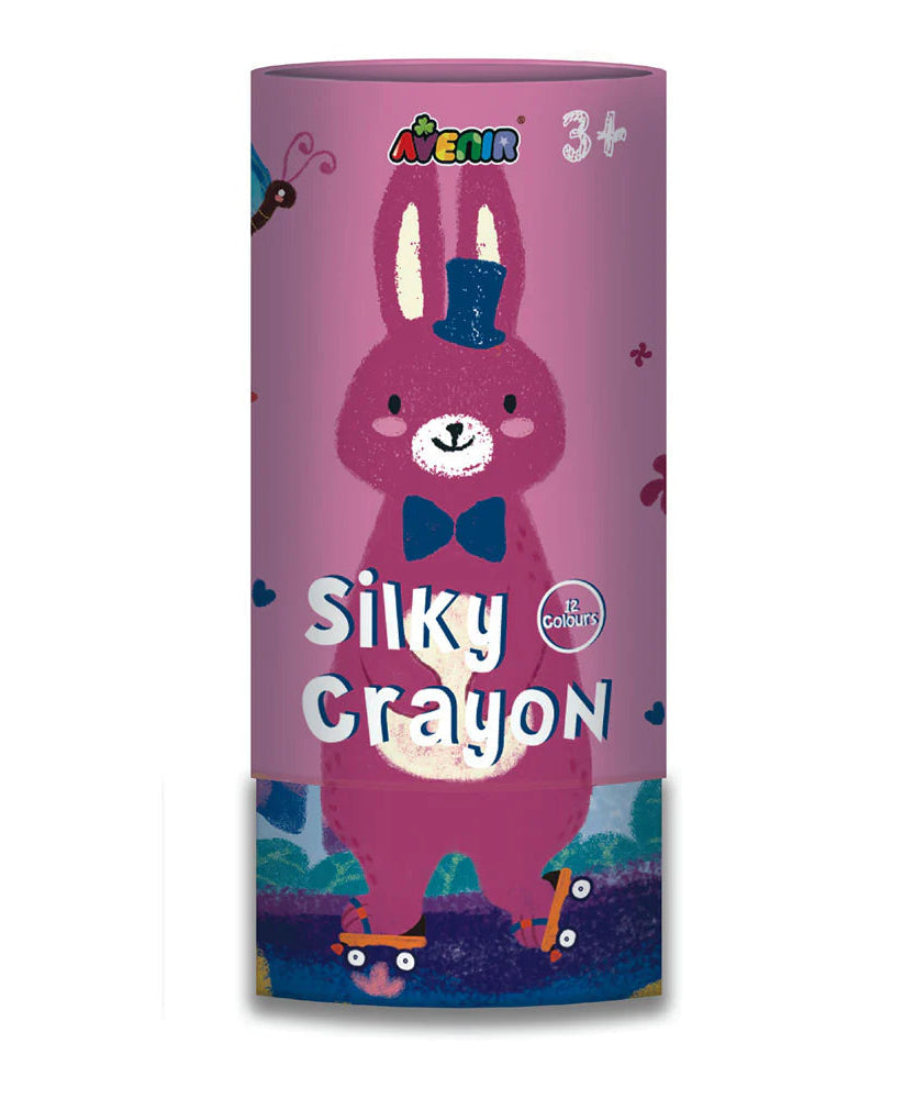 Avenir Silky Crayons Art Set - 12 Vibrant Water-Soluble Colors for Kids - 3-in-1 Versatility (Crayon, Pastel & Watercolor) with Lipstick-Style Twist Tubes - Safe & Non-Toxic for Ages 3+