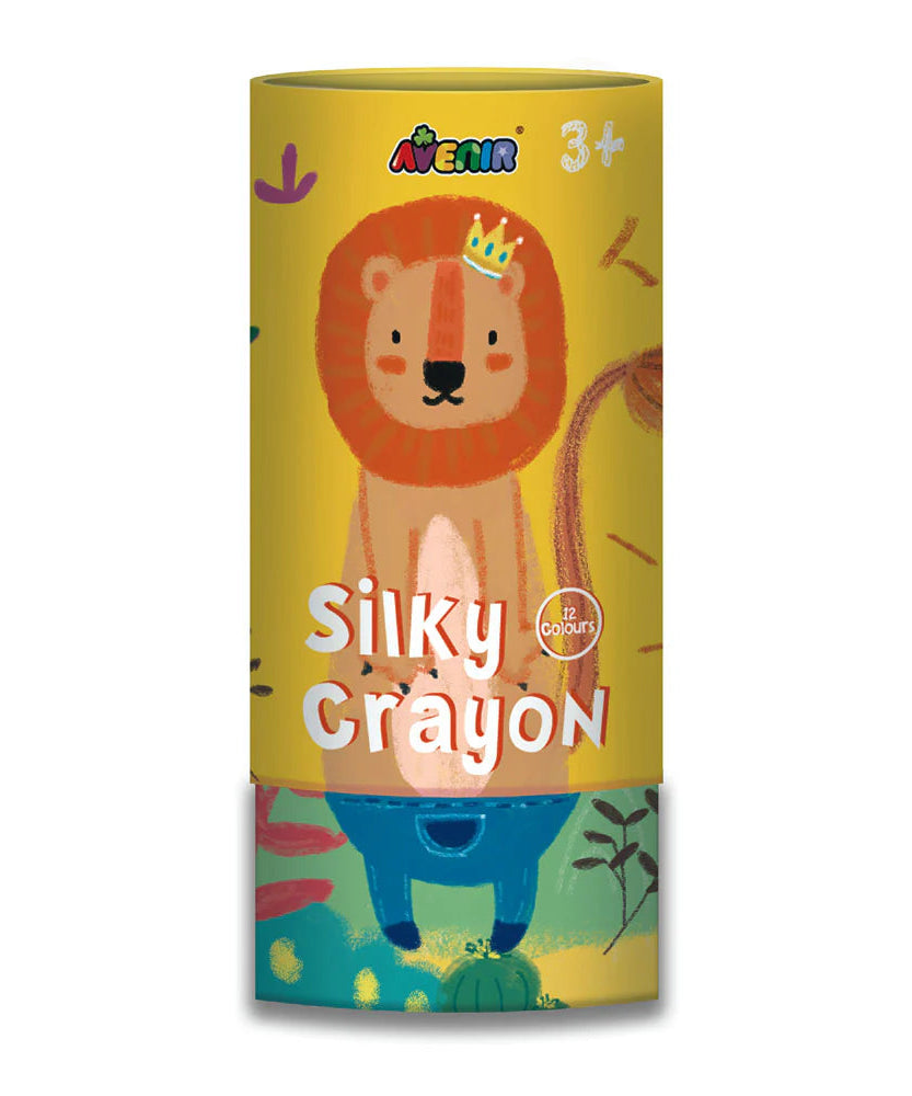Avenir Silky Crayons Art Set - 12 Vibrant Water-Soluble Colors for Kids - 3-in-1 Versatility (Crayon, Pastel & Watercolor) with Lipstick-Style Twist Tubes - Safe & Non-Toxic for Ages 3+