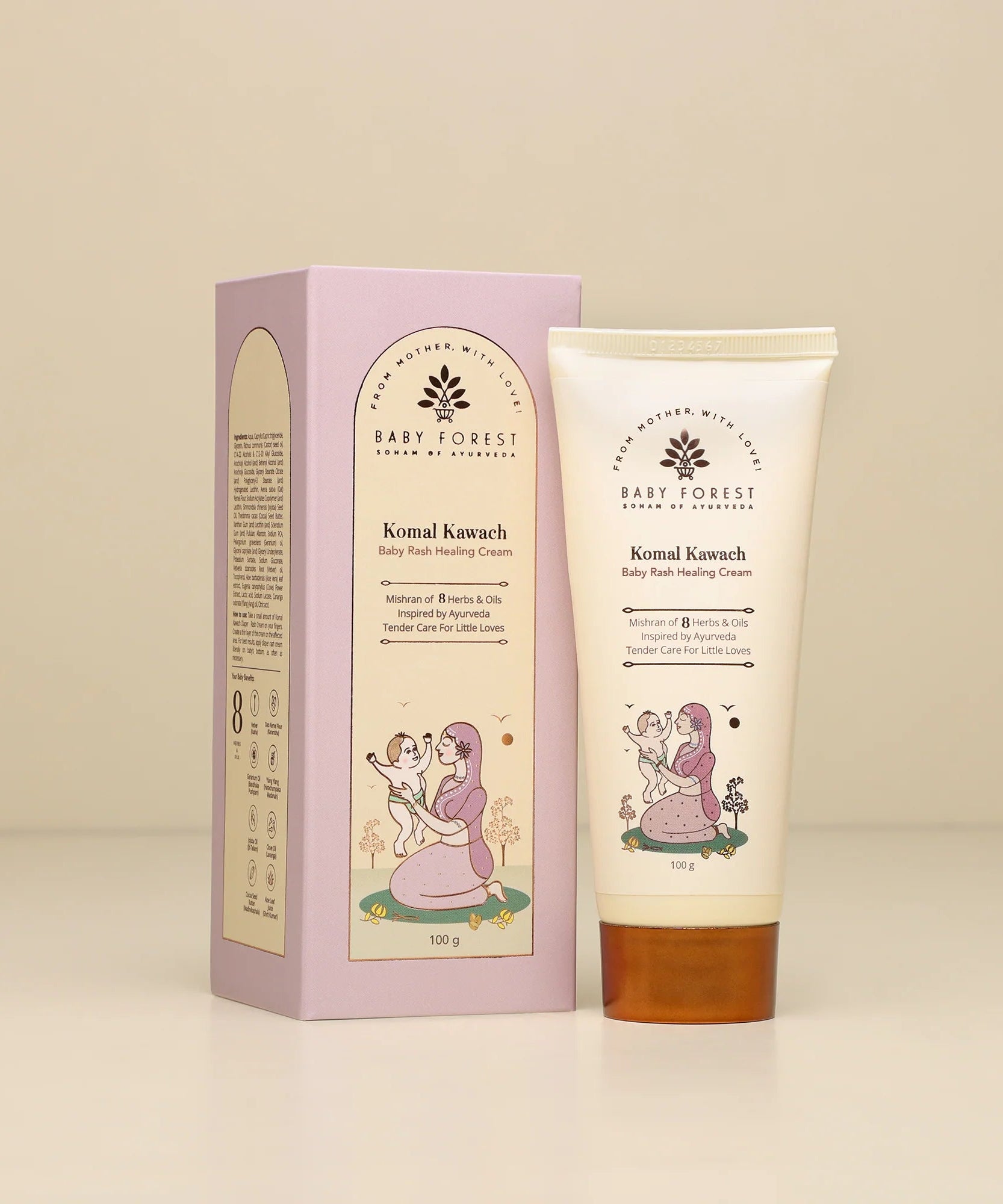 Baby Forest Komal Kawach Rash Healing Cream for Newborns & Infants – 100g | Ayurvedic Diaper Rash Relief with Vetiver, Ylang Ylang & Geranium Oil | Safe for 0+ Months, Sensitive Skin Protection