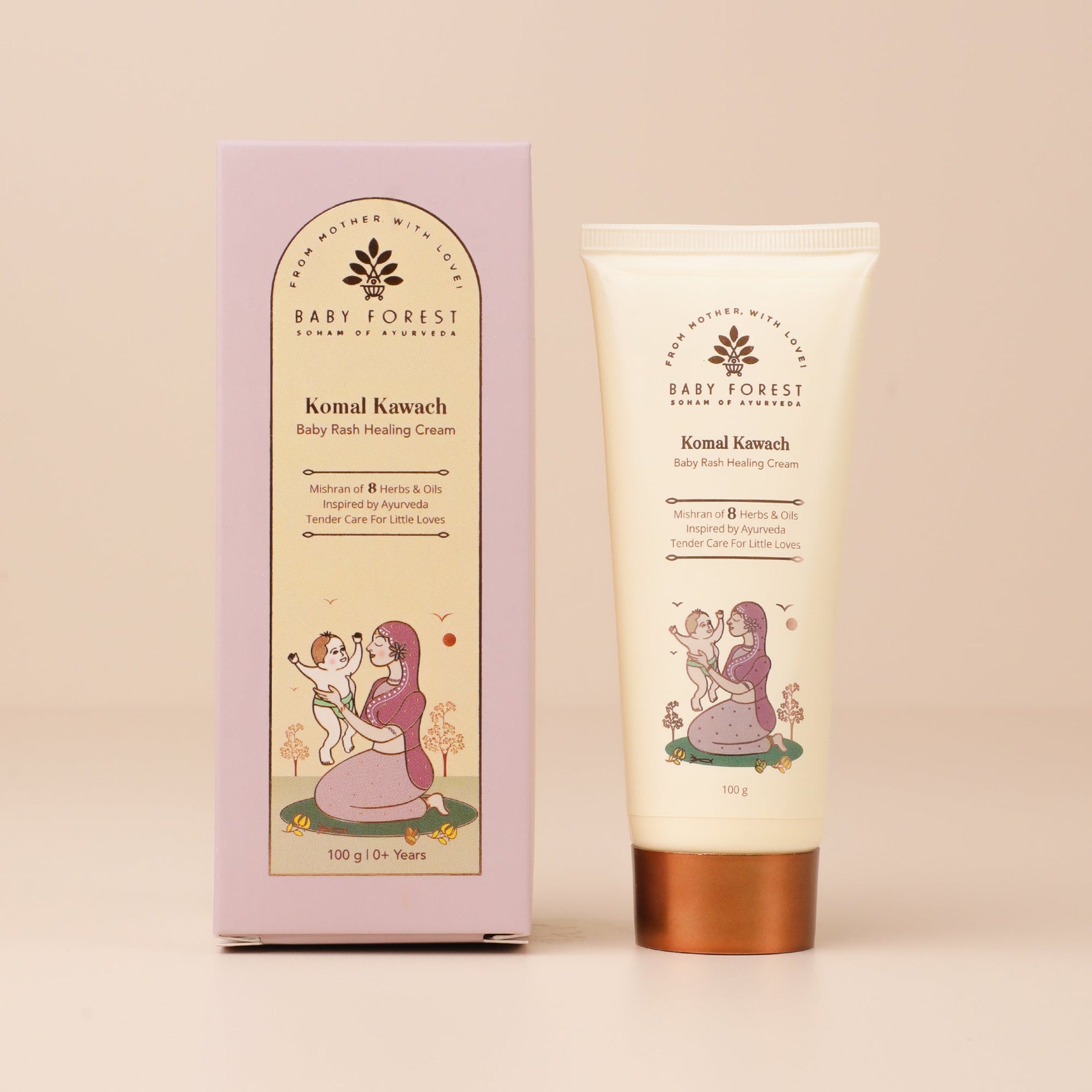 Baby Forest Komal Kawach Rash Healing Cream for Newborns & Infants – 100g | Ayurvedic Diaper Rash Relief with Vetiver, Ylang Ylang & Geranium Oil | Safe for 0+ Months, Sensitive Skin Protection