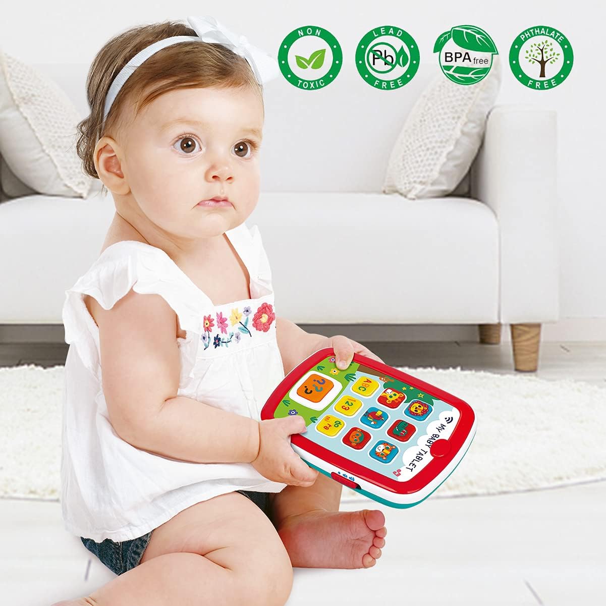 Hola Interactive Learning Tablet Toy for Babies 6 Months+ with Lights, Sounds, Alphabet, Numbers, and Animal Buttons