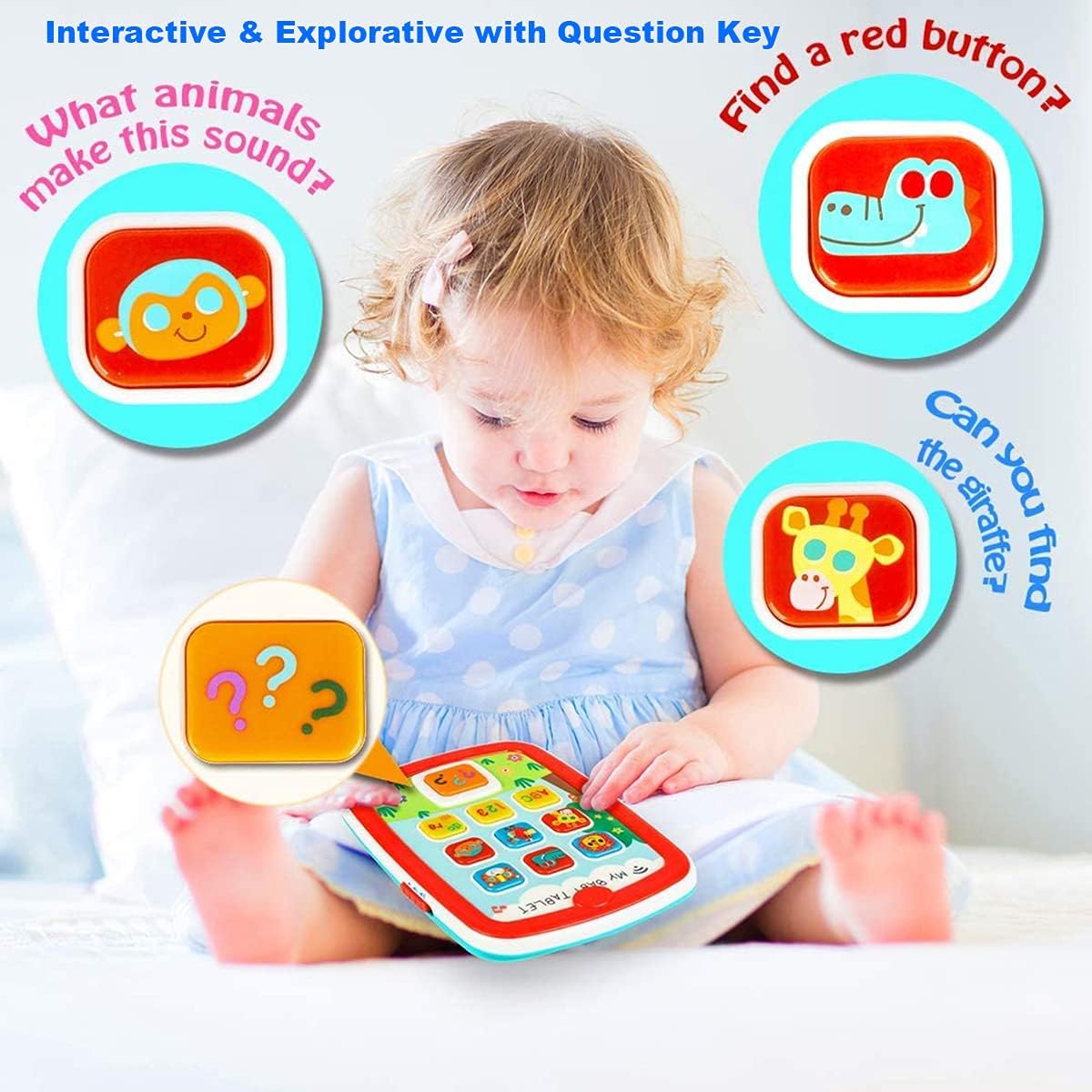 Hola Interactive Learning Tablet Toy for Babies 6 Months+ with Lights, Sounds, Alphabet, Numbers, and Animal Buttons