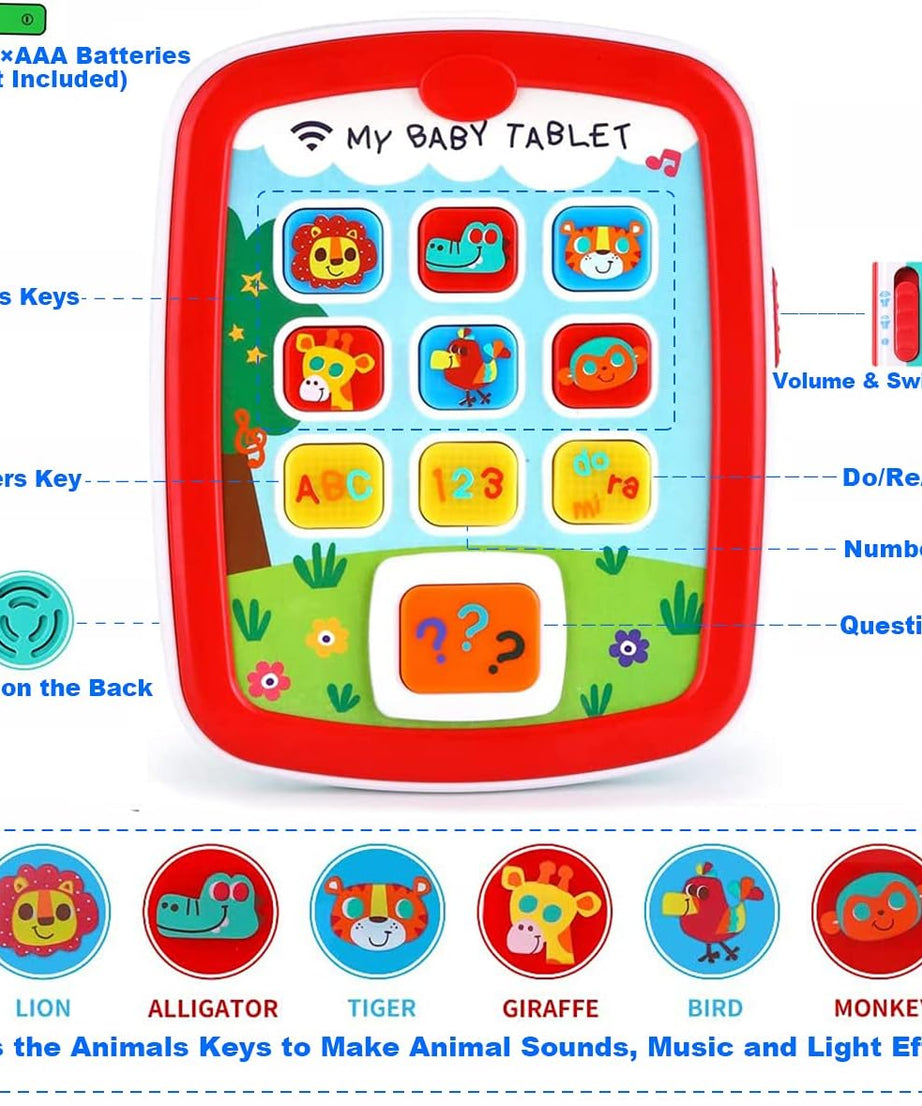 Hola Interactive Learning Tablet Toy for Babies 6 Months+ with Lights, Sounds, Alphabet, Numbers, and Animal Buttons