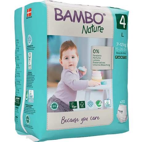 Bambo Nature Pant Style Diapers 4 - L 7-12 kg (Pack of 20) | Skin-Friendly & Eco-Friendly