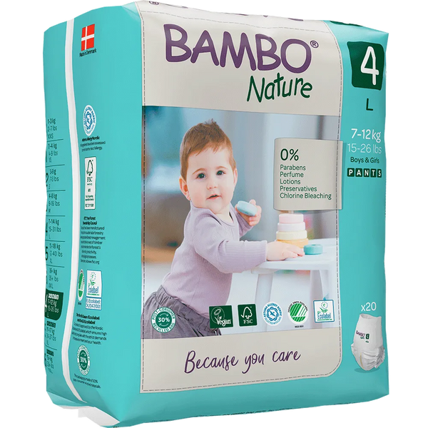 Bambo Nature Pant Style Diapers 4 - L 7-12 kg (Pack of 20) | Skin-Friendly & Eco-Friendly - MINIMEE KIDS