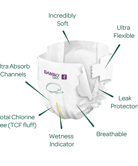 Bambo Nature Tape Style Diapers 4 - L 7-14 kg (Pack of 24) | Skin-Friendly & Eco-Friendly Baby Diapers - MINIMEE KIDS