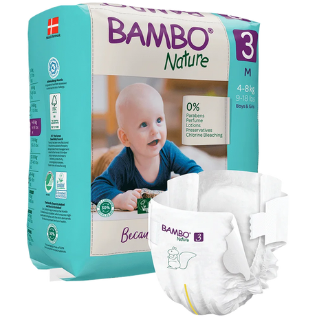 Bambo Nature Tape Style Diapers 3 - Medium 4-8 kg (Pack of 28) | Skin-Friendly & Eco-Friendly Diapers for Boys and Girls - MINIMEE KIDS