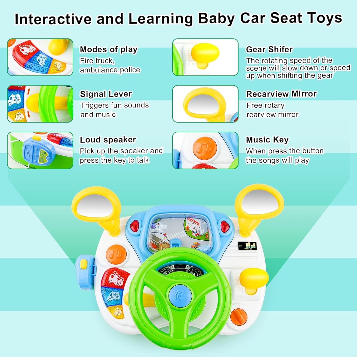 Baoli Dreaming Party Simulated Driver | Steering Wheel Toys with Light & Music for Girls & Boys | Educational Simulation Driving Toy for Ages 1-5 - MINIMEE KIDS