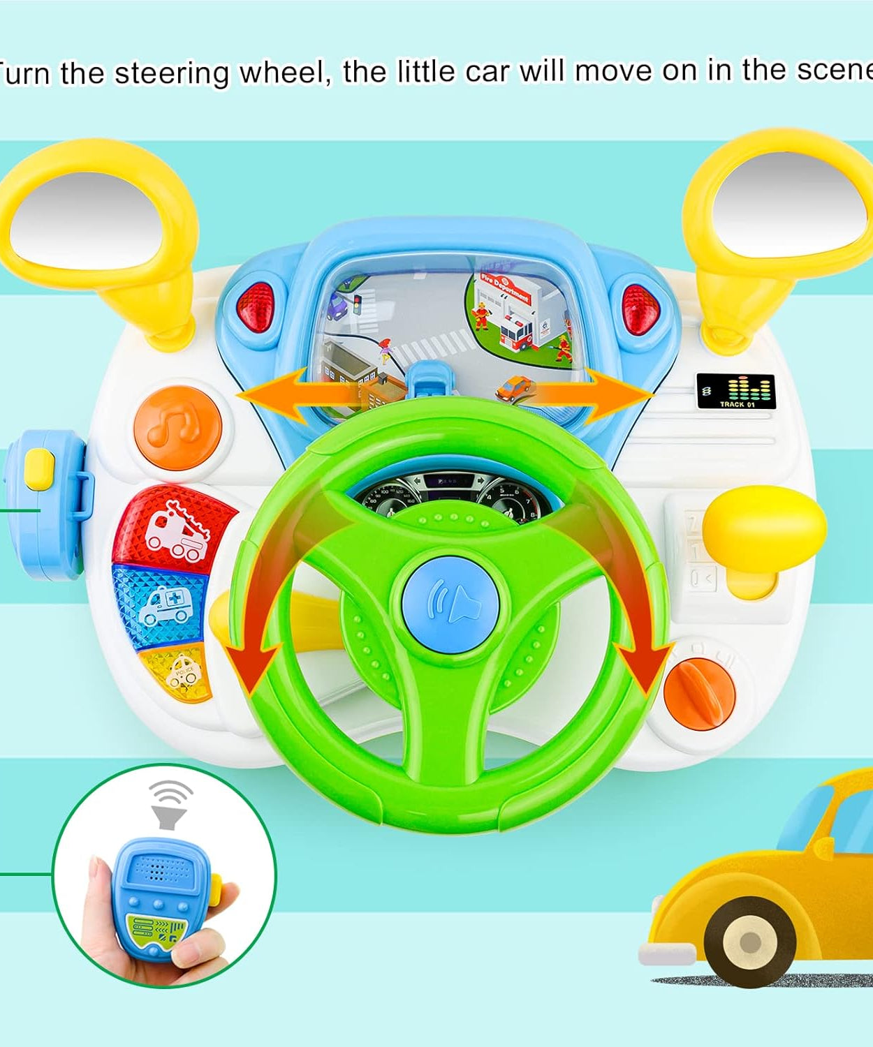 Baoli Dreaming Party Simulated Driver | Steering Wheel Toys with Light & Music for Girls & Boys | Educational Simulation Driving Toy for Ages 1-5 - MINIMEE KIDS