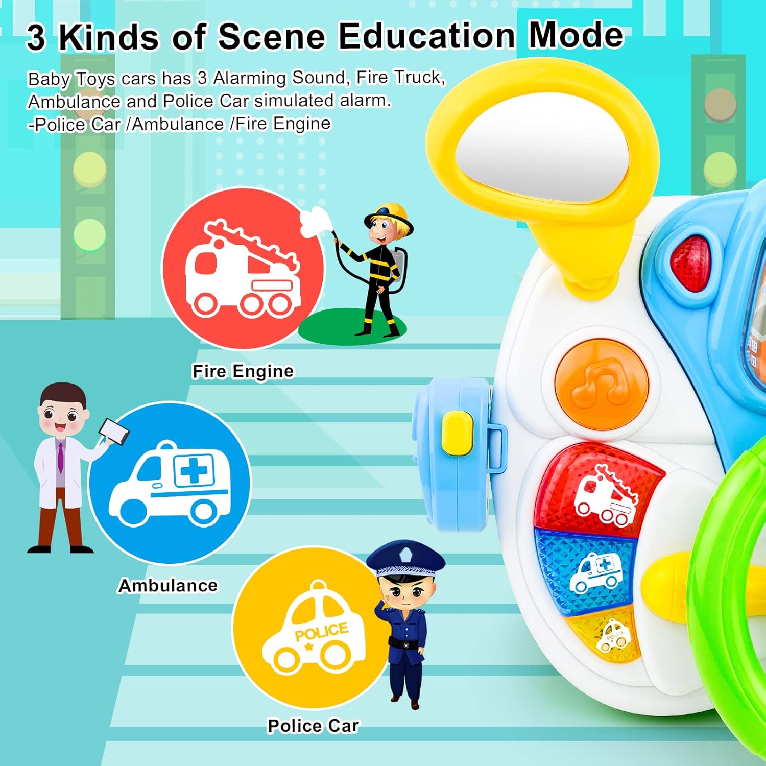 Baoli Dreaming Party Simulated Driver | Steering Wheel Toys with Light & Music for Girls & Boys | Educational Simulation Driving Toy for Ages 1-5 - MINIMEE KIDS