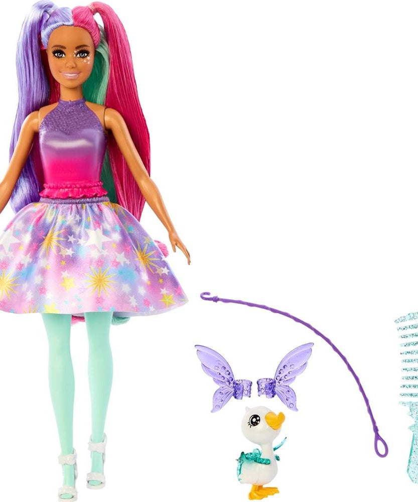 Barbie A Touch Of Magic The Glyph Doll with Fantasy Outfit, Ombre Bodice & Pet Duck – Includes Wing Accessories & Comb – Magical Gift for Kids 3+ Years | JCW50 - MINIMEE KIDS