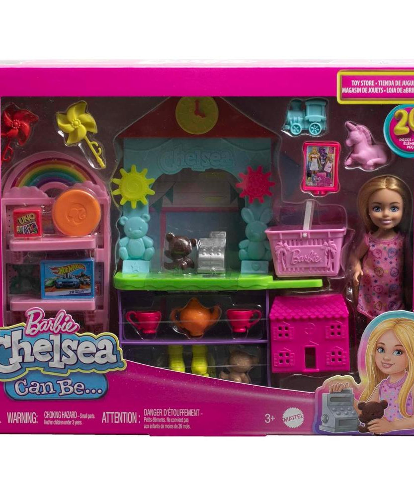 Barbie Chelsea Can Be…™ Toy Store Playset with Blonde Doll, Shop Counter, Display Stand & 15+ Accessories for Imaginative Shopping Play