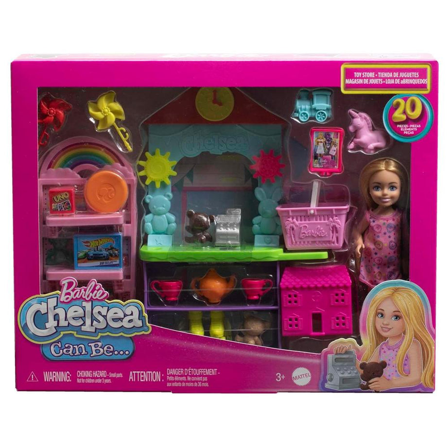 Barbie Chelsea Can Be…™ Toy Store Playset with Blonde Doll, Shop Counter, Display Stand & 15+ Accessories for Imaginative Shopping Play