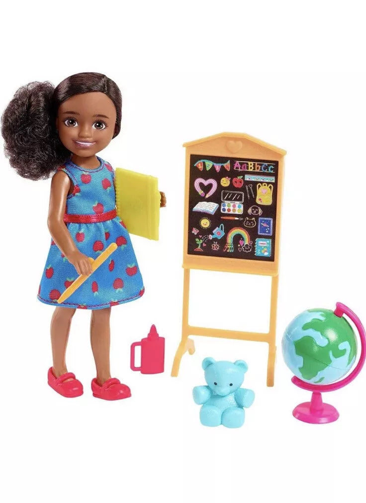 Barbie Chelsea Can Be… Teacher Doll – 6” Career Role Play Toy with Chalkboard, Globe & Accessories – Inspires Educational Fun for Kids 3+ Years