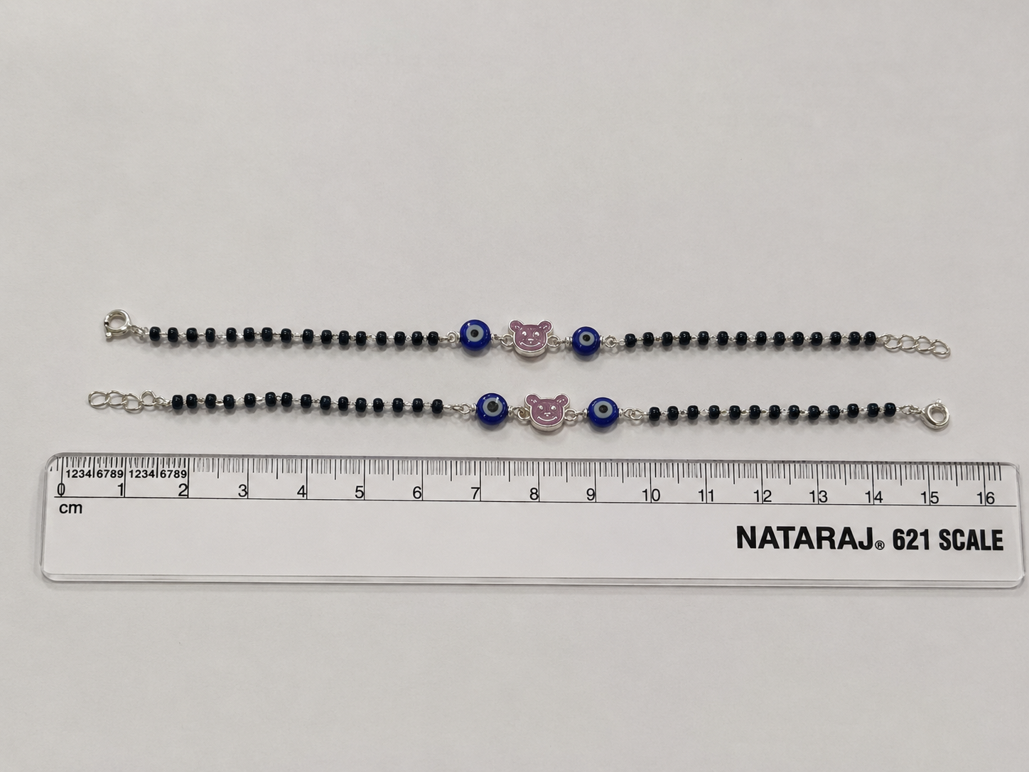 Cuddly Purple Bear & Evil Eye Nazariya - 925 Sterling Silver Protective Bracelet for Kids