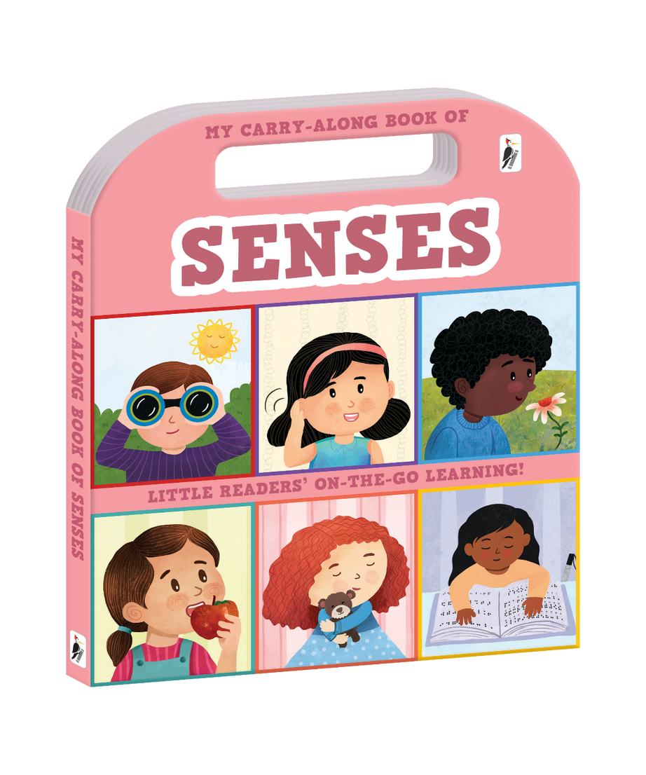 My Carry-Along Book of Senses – Interactive Toddler Board Book with Built-In Handle for Sensory Awareness, Five Senses Early Learning, and On-The-Go Discovery