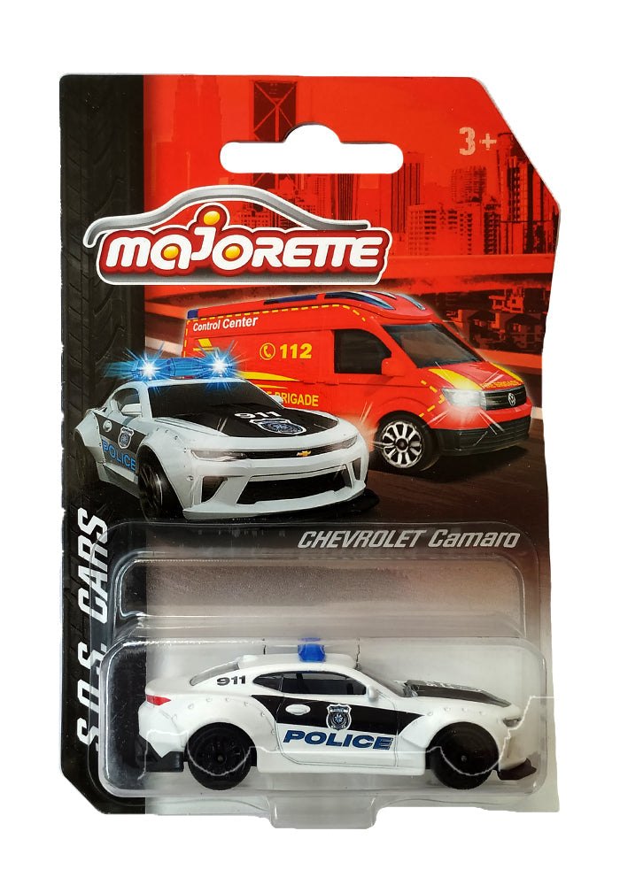 Majorette SOS Cars - Set of 6 | Official Licensed Die-Cast Emergency Vehicles (Porsche, Camaro, Ambulance, Fire Truck, Police, SUV)