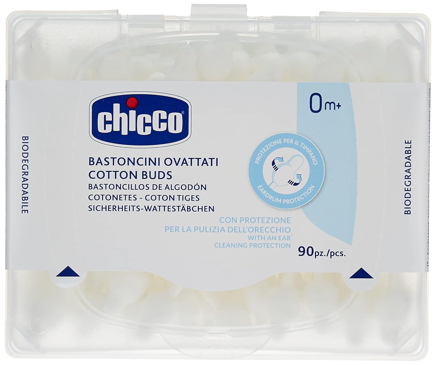 Chicco biodegradable Cotton Buds with Eardrum Protection - 90 Pcs