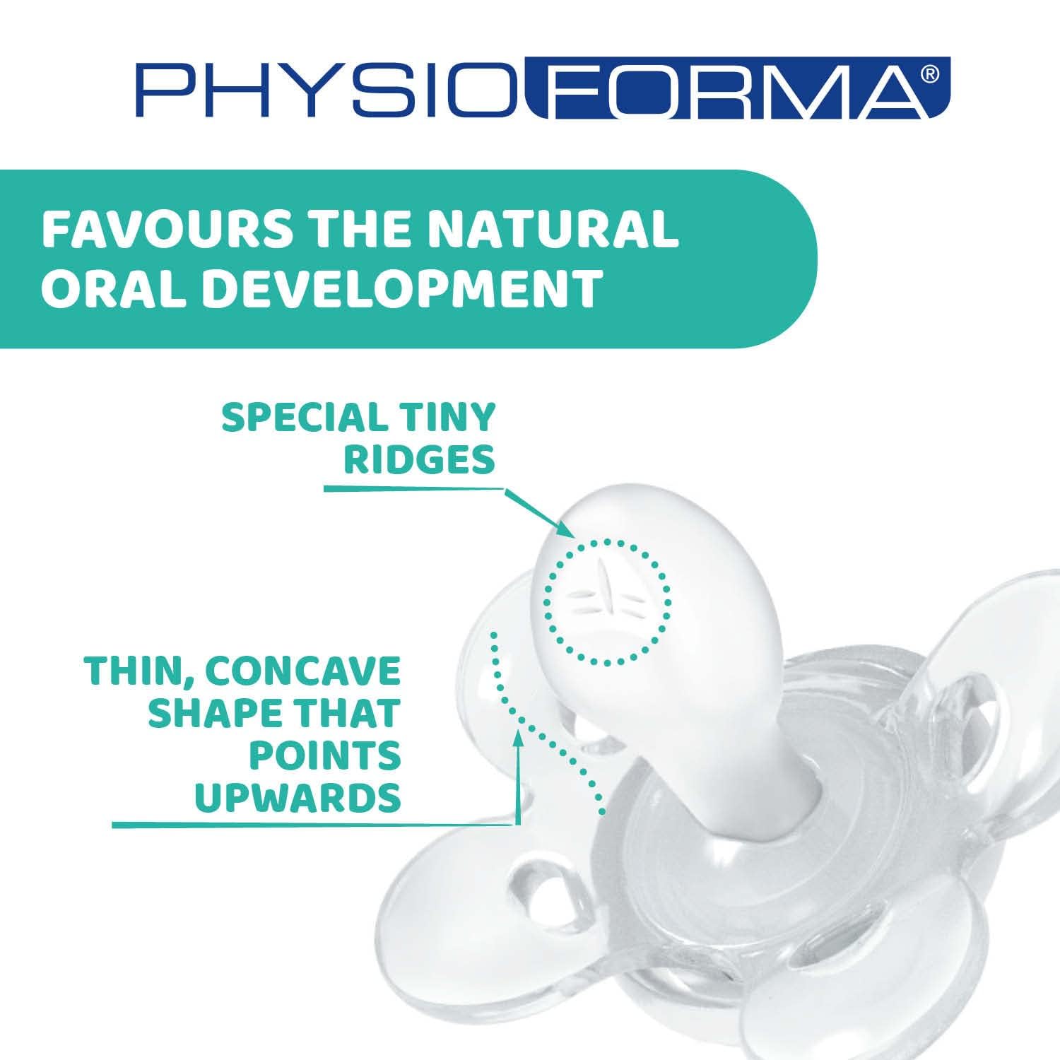 Chicco PhysioForma Comfort Glow in the Dark Silicone Pacifier, Pink & blue, 16–36 Months | Clinically Tested Orthodontic Design | Supports Baby's Breathing | BPA-Free