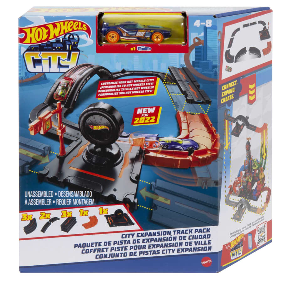 Hot Wheels City Expansion Track Pack | 10-Piece Track Set With 1 Car | Build & Expand Your Hot Wheels City | 4+ Years - HDN95