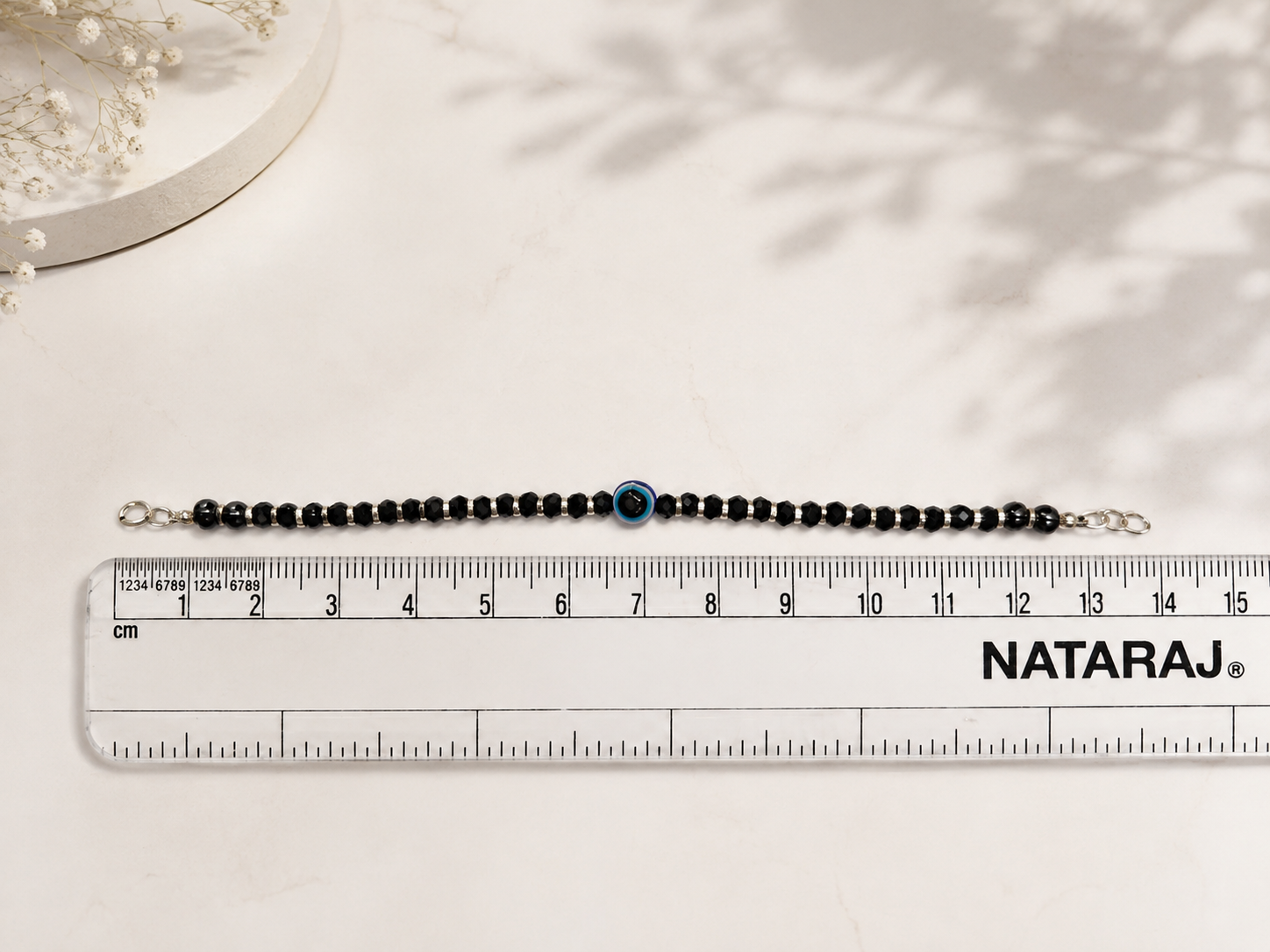 Classic Blue Evil Eye Silver 925 Baby Nazariya | Protective Black Bead Bracelets for Infants | Set of 2