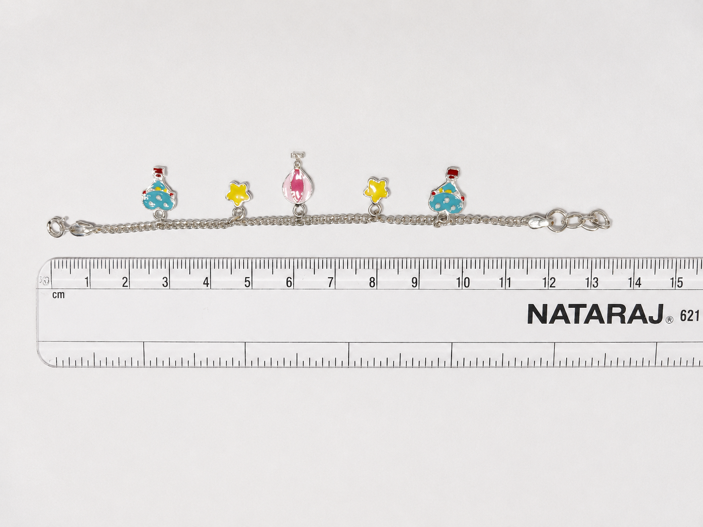 Hot Air Balloon & Stars Enamel Charm Bracelet in 925 Sterling Silver | Adjustable Jewelry for Babies & Kids | Colorful Hand-Painted Charms