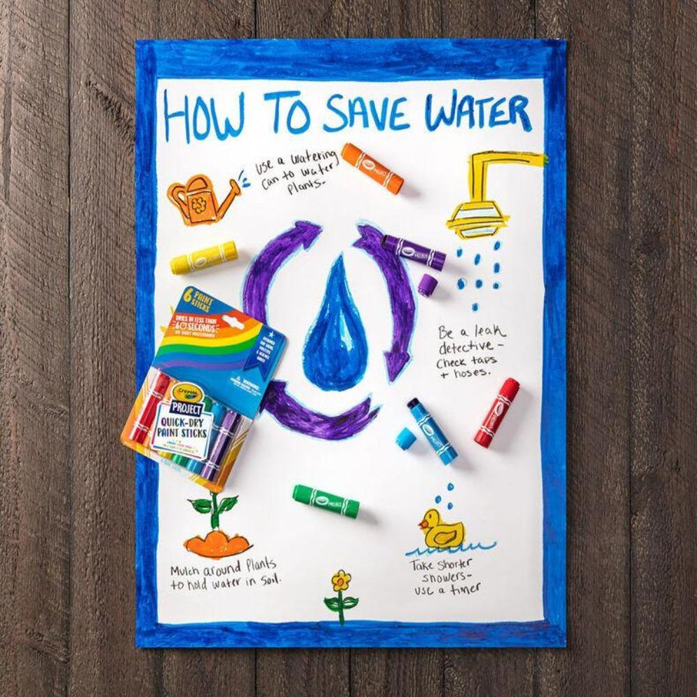 Crayola Project Quick-Dry Paint Sticks - 6 Vibrant Colors for Kids | Dries in Under 60 Seconds | Mess-Free Poster Paints for Signs, Posters & Crafts