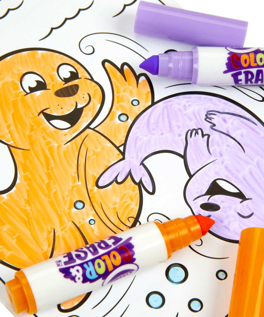 Crayola Color & Erase Under the Sea Activity Pad with Washable Markers | 8 Dual-Sided Reusable Coloring Pages | Ocean-Themed Art Set for Kids 3+ | Mess-Free & Travel-Friendly Drawing Kit - MINIMEE KIDS