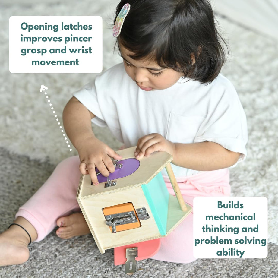 Complex Lock Toy Curious Cub Latches & Locks Montessori Toy for 21M+ – MINIMEE KIDS