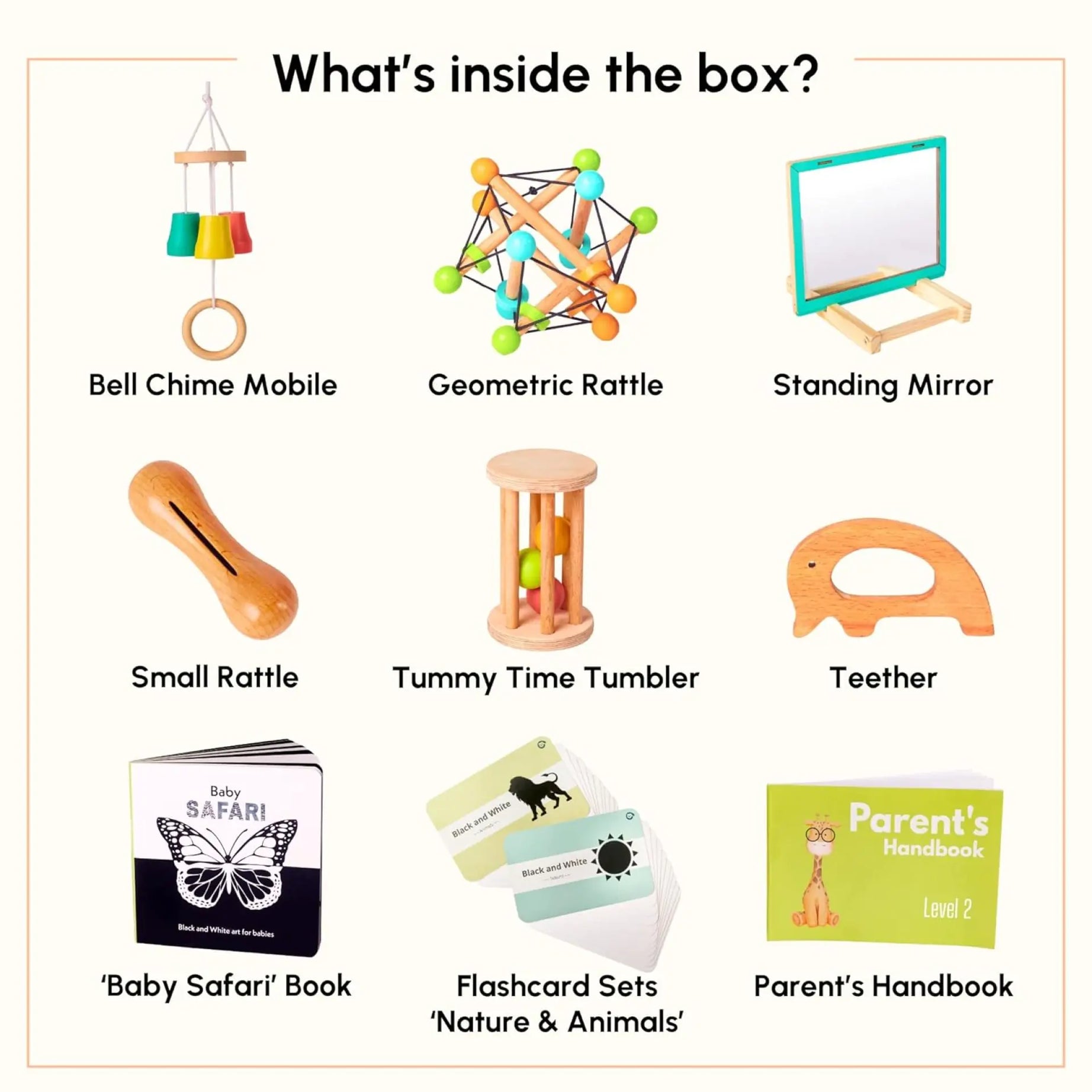 Curious Cub Play & Learn Montessori Kit | Level 2 for 3 Months+ | 10 Engaging Toys | Sensory, Fine Motor & Cognitive Development | Made in India