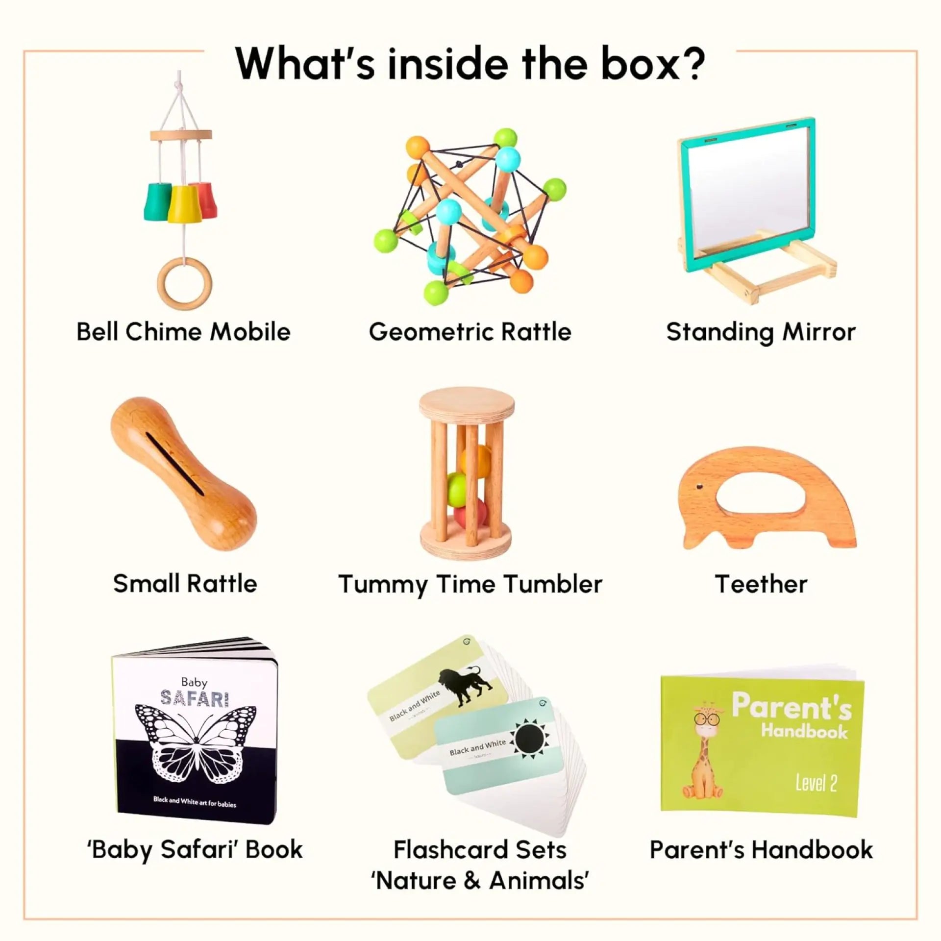 Curious Cub Play & Learn Montessori Kit | Level 2 for 3 Months+ | 10 Engaging Toys | Sensory, Fine Motor & Cognitive Development | Made in India