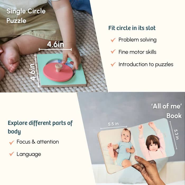 Curious Cub Level 4 Play & Learn Montessori Kit (7 Months+) | 8-Piece Developmental Toy Set for Object Permanence, Motor Skills & Sensory Exploration | minimee kids